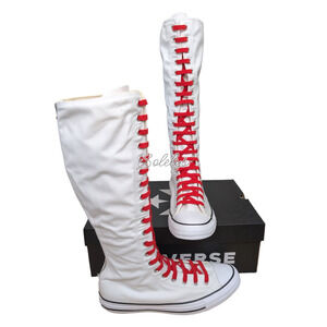 Converse CTAS XXHI Mens 10 Womens 12 White Red Canvas Knee High Sneaker Boot NEW